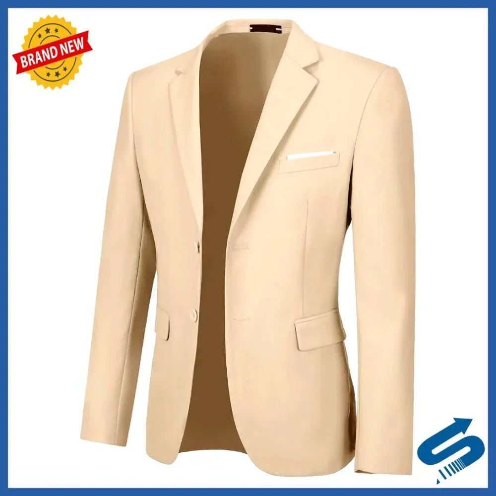 Slim Fit Sport Coat Blazer Lightweight Polyester Wedding Party Business Casual